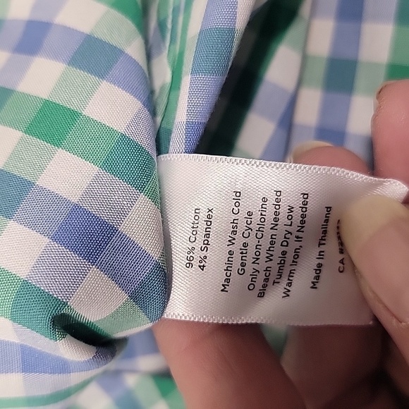 Talbots, Size 8 Blue, Green & White Checkered Sleeveless Shirt, Scalloped Edges - Picture 11 of 11